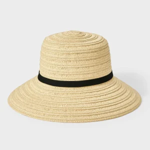 Packable Straw Down Brim Bucket Hat