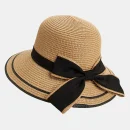 Women's Chic Black Bow Embellished Straw Sun Hat
