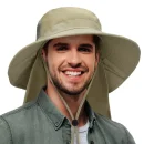 Womens Mens Wide Brim Sun Hat with Neck Flap, Lightweight Packable UPF 50+ Protection Hat
